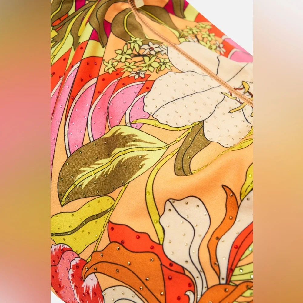 CAMILLA “Flower Child Society” 60s psychedelic print slouch large beach bag